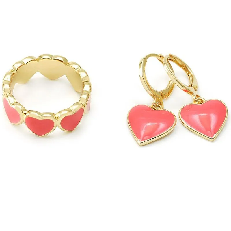 Conjunt de joies de cor d'esmalt corall