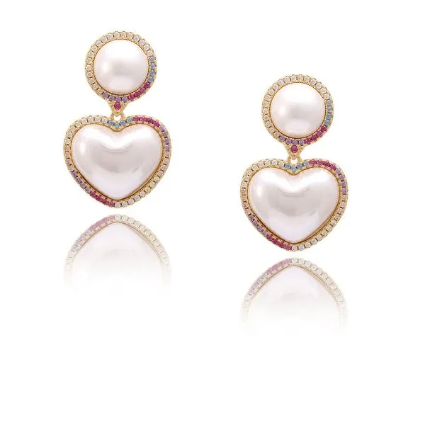 Arracades de perles de closca en forma de cor