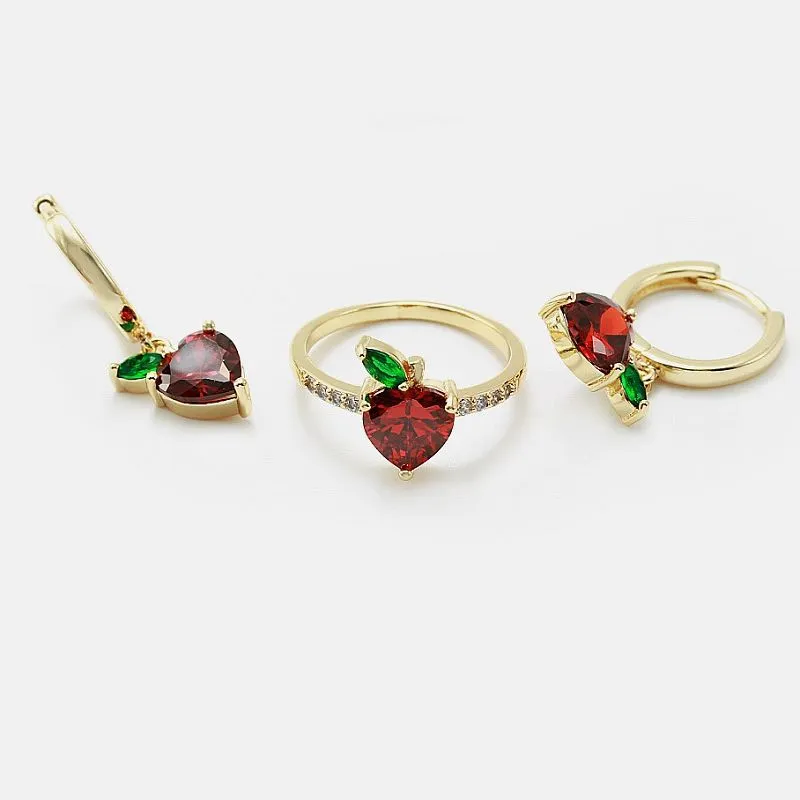 Conjunt de joies de cor vermell Cz