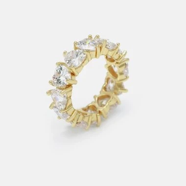 Anell d'eternitat de zirconi blanc cor