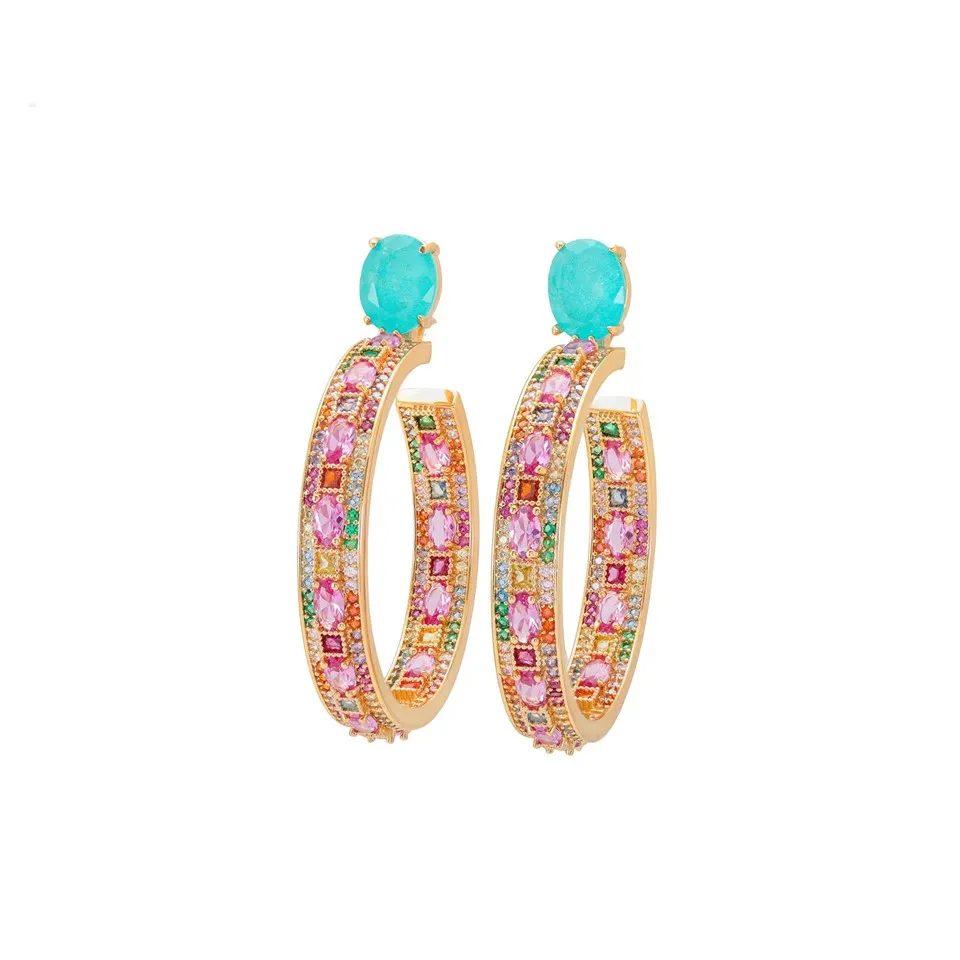 Arracades de dona de fusió de zircon xapat en or