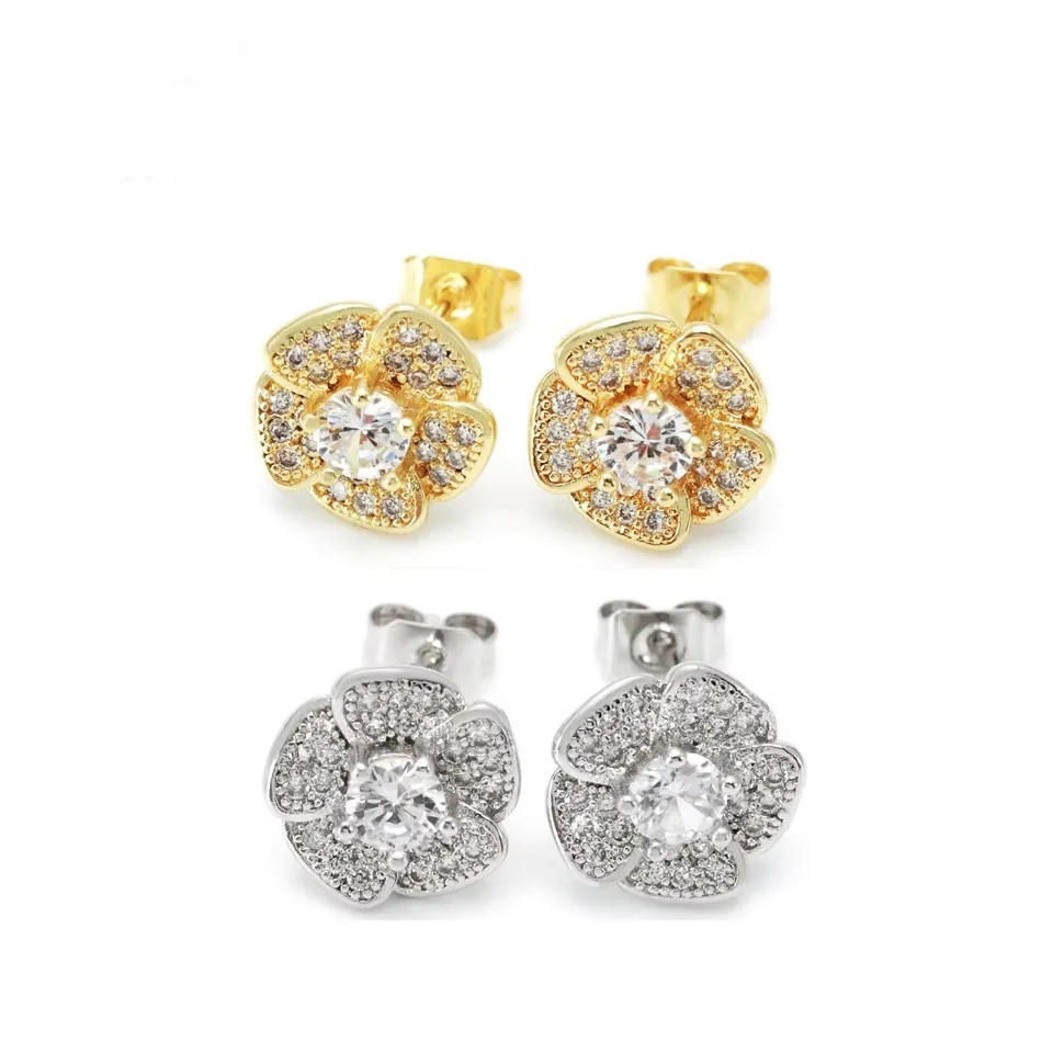 Arracades de flors xapades en or i rodi vintage